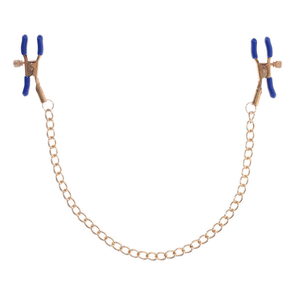 Sex & Mischief Cougar Chained Nipple Clamps Gold With Nipple & Clitoral Toys