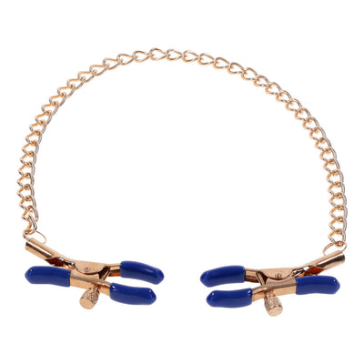 Sex & Mischief Cougar Chained Nipple Clamps Gold With Nipple & Clitoral Toys