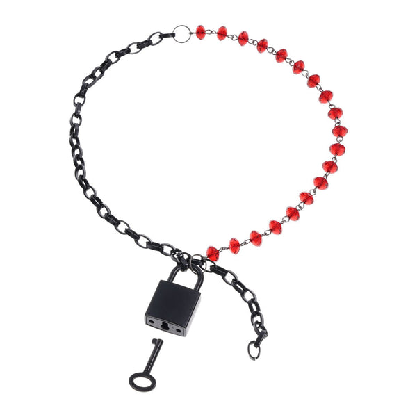 S&M Exs Ohs Crystal Day Collar Red/Black Jewellery Collars & Leashes