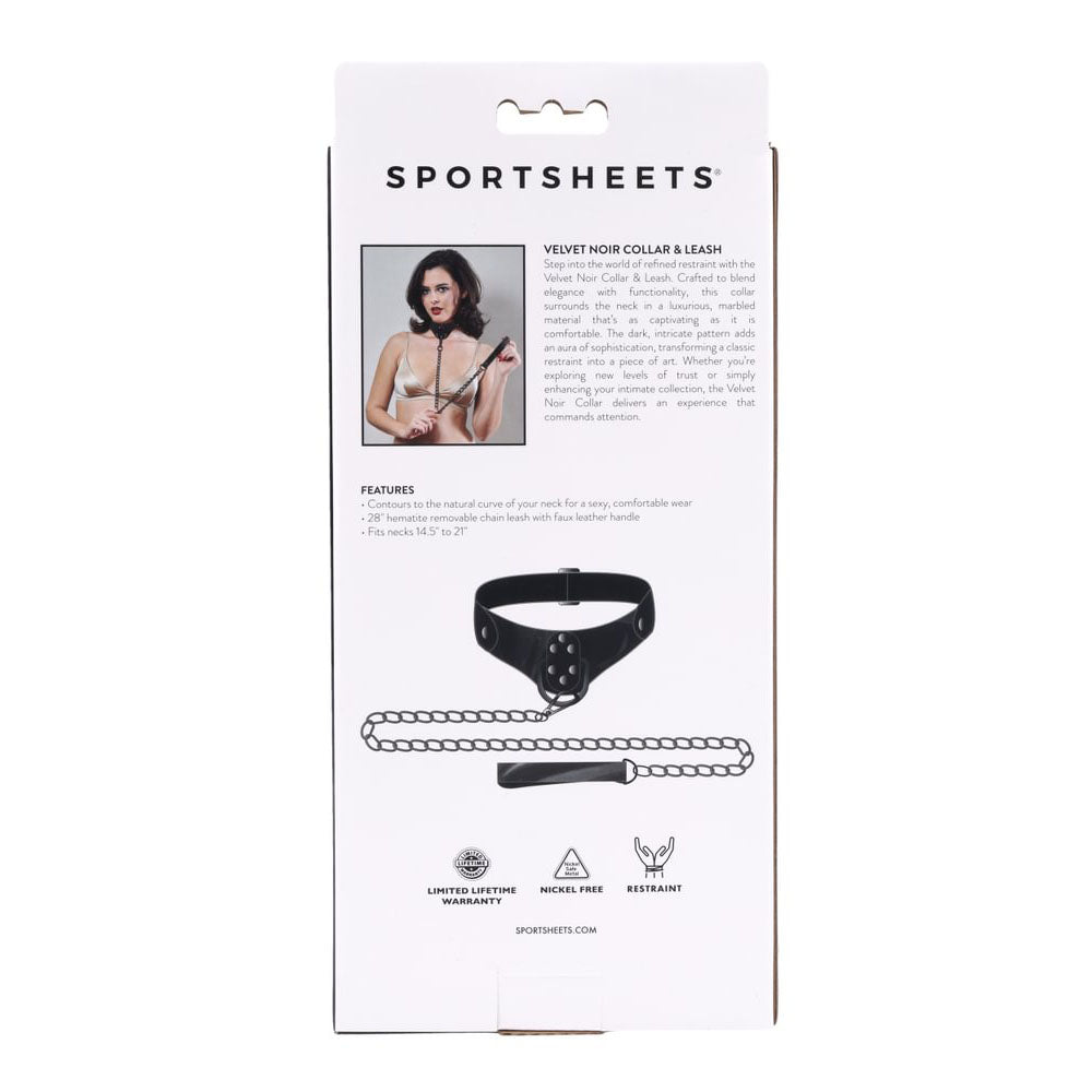 Sportsheets Velvet Noir Collar & Leash Black Restraint Restraint Kits & Sets