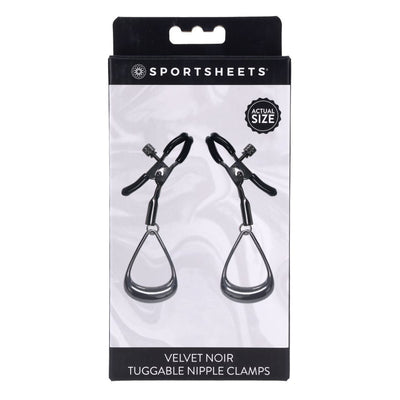 Sportsheets Velvet Noir Tuggable Nipple Clamps Gunmetal Adjustable Restraints Nipple & Clitoral Toys