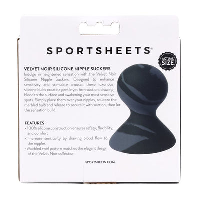 Sporthsheets Velvet Noir Silicone Nipple Suckers Black/Grey Set Of 2 Nipple & Clitoral Toys