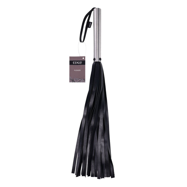 Edge Flogger Black Whip With Metal Handle Floggers