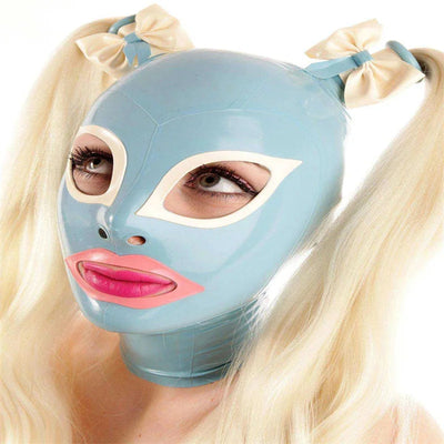 Handmade Latex Hood Fetish Rubber Mask With Braid Wigs Back Zipper Club Wear Hoods