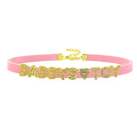 Gold Color Letters Daddys Toy Choker Collar Necklace Men Women Ddlg Role Age Play Suede Leather Chocker Cosplay Jewelry Collars & Leashes