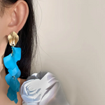 Veile Studios Seaside Bloom Acrylic Petal Tassel Long Style Drop For Women Jewelry Earrings