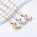 Veile Studios Smooth Moon Urn Necklaces Hold Human Pet Ashes Stainless Steel Memorial Pendant Necklaces & Pendants
