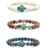 Bracelets Veile Studios Turtle Bracelet With Natural Stone Beads And Sea Charms For Fashion Jewellery