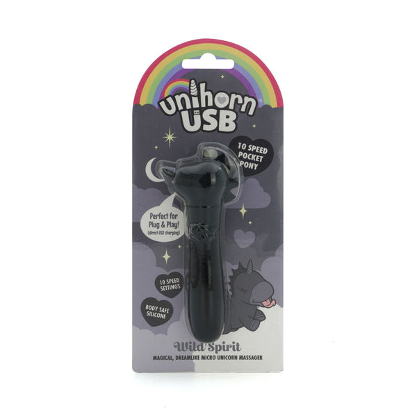 Unihorn Usb Bullet Wild Spirit Black Rechargeable Vibrating Bullets