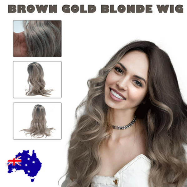 The New Brown Gold Blonde Long Wavy Wig Synthetic Curly Hair Cosplay Fashion Wigs Facial Hair