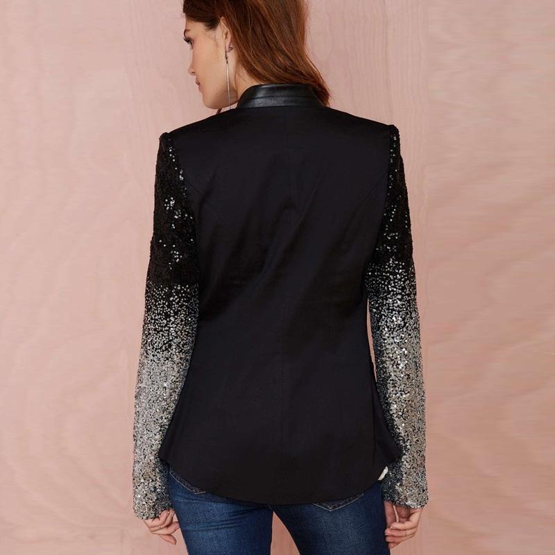 Sequins Slim Casual Women Suit Black Xxxl Bodysuits