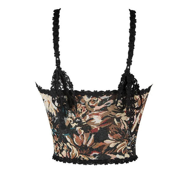 Brown Steampunk Vest Tank Top With Lace And Strap 6Xl Corsets & Bustiers