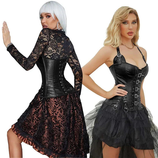 Steampunk Corselet With Zip & Buckle Women Gothic Fishbone Corset Brown Xs Corsets & Bustiers