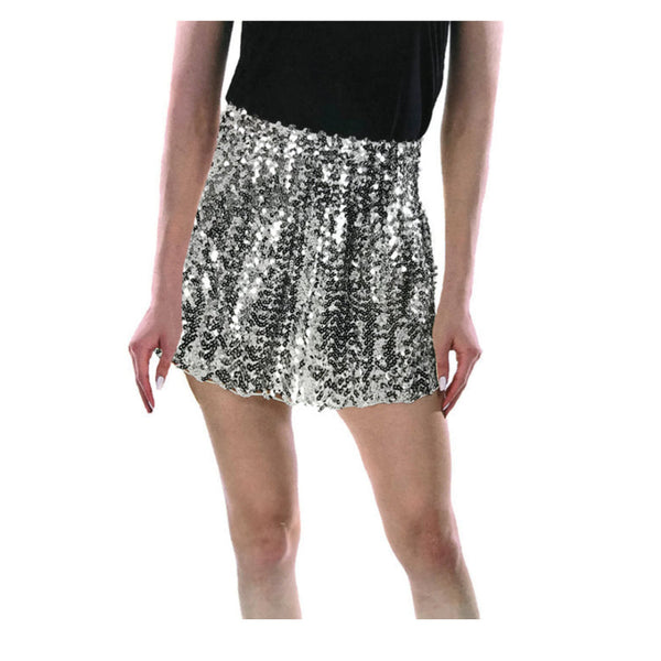 Ladies Adult Deluxe Sequin Skirt Party Costume Dress Up Bling Fringe Tassel Silver Women's Costumes