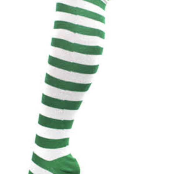 Br Costumes Over The Knee Plain Striped High Thigh Ladies Long Womens Stripey Stocking Dark Green/White Socks