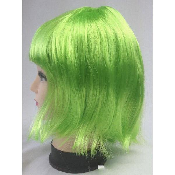 Br Costumes Bob Wig Short Straight Fringe Cosplay Party Full Hair Womens Fancy Dress Green Wigs Facial Hair