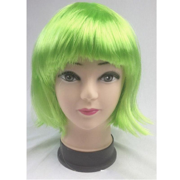 Br Costumes Bob Wig Short Straight Fringe Cosplay Party Full Hair Womens Fancy Dress Green Wigs Facial Hair