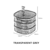 Veile Studios Grey Three Layer Jewelry Organizer Box Stylish And Anti Oxidation Storage For Earrings Necklaces Rings Jewellery Holders & Organisers