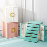 Jewellery Boxes Veile Studios Pink Elegant 5 Layer Large Capacity Jewelry Storage Box With Dual Opening Doors Perfect For Organizing Necklaces Rings E