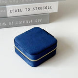 Jewellery Boxes Veile Studios 2Pcs Blue Portable Travel Jewelry Box With Mirror And Compartments