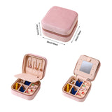 Jewellery Boxes Veile Studios 2Pcs Blue Portable Travel Jewelry Box With Mirror And Compartments