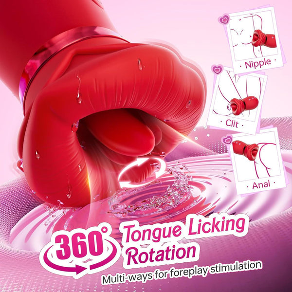 Purple Lips Vibrating Stimulator Dual Action Suction Licking Massager For Women Massagers & Wands
