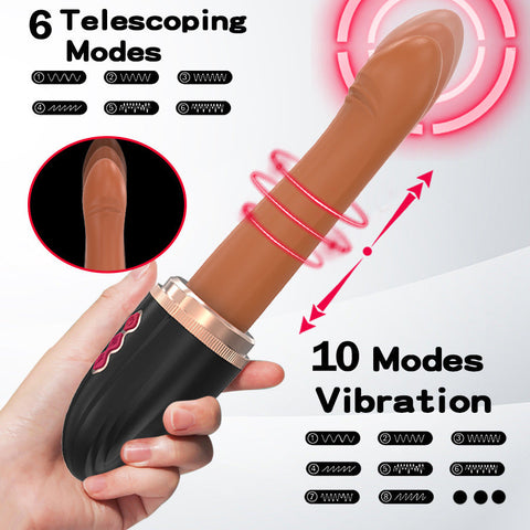 Black Automatic Thrusting  With Suction Base Hands Free Telescopic Massager For Women Massagers & Wands
