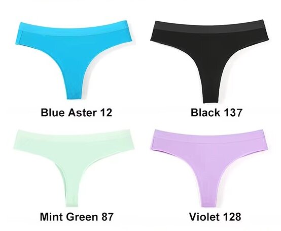 Elosung 4 Pcs Women's  Low Waist Cotton Thong Underwear