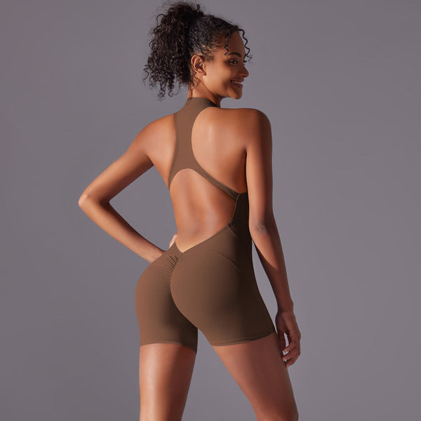 Size Xl Brown High Impact Seamless Bodysuit Nude Feel Yoga Fitness Romper Bodysuits