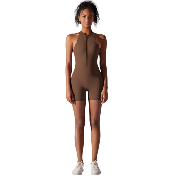 Size M Brown High Impact Seamless Bodysuit Nude Feel Yoga Fitness Romper Bodysuits