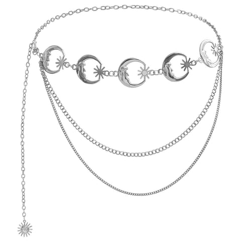 Veile Studios Elosung 2 Pcs Sun Flower Statement Body Chain Belt Women's Adjustable Waist Jewelry Style 3 Body Chains