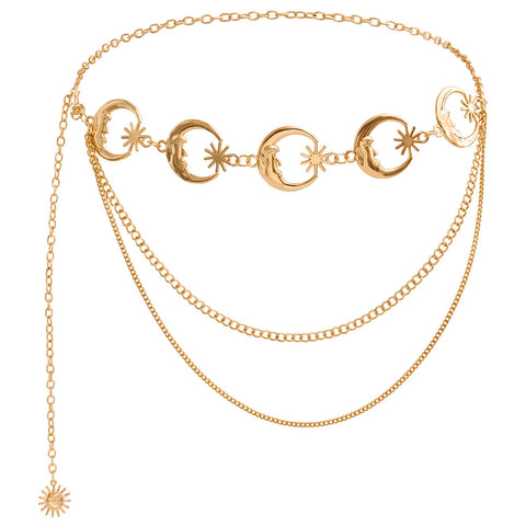 Veile Studios Elosung 2 Pcs Sun Flower Statement Body Chain Belt Women's Adjustable Waist Jewelry Style 8 Body Chains
