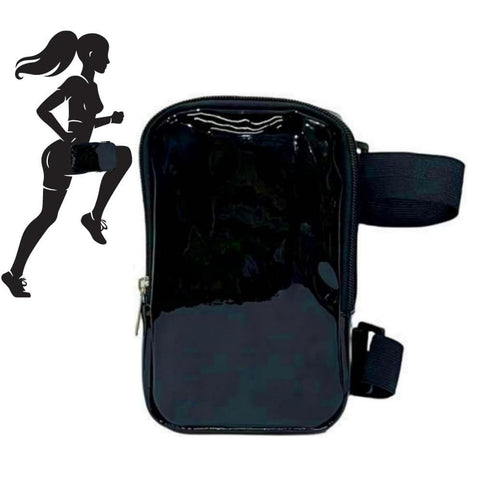 Black Shiny Holographic Thigh Holster Bag Hands Free Festival & Hiking Gear Holsters Belts & Pouches