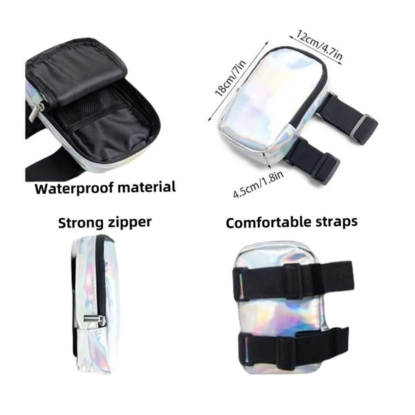 Purple Shiny Holographic Thigh Holster Bag Hands Free Festival & Hiking Gear Women's Bags & Handbags