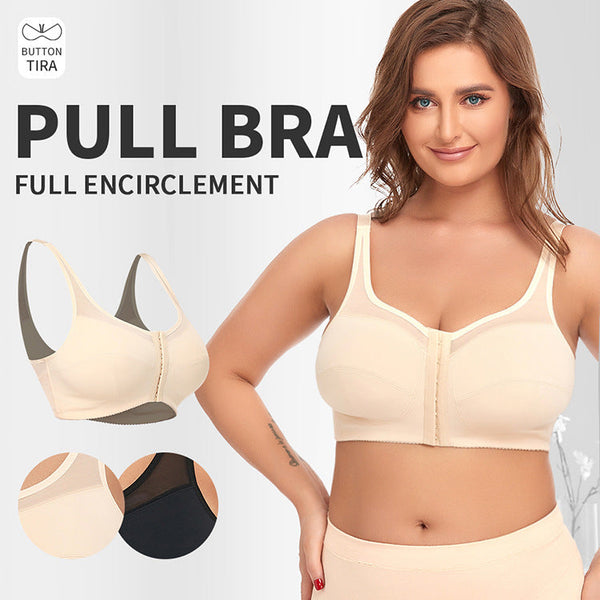 2 Pcs Size 3Xl Women's Wireless Large Cup Lace Bra With Front Clasp Comfortable Breathable Beige Bras