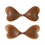 2 Pairs Of Heart Shaped Silicone Breast Stickers Invisible Push Up Bra Size A Cup Brown Skin Colour Bras