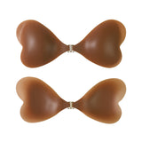 2 Pairs Of Heart Shaped Silicone Breast Stickers Invisible Push Up Bra Size A Cup Brown Skin Colour Bras