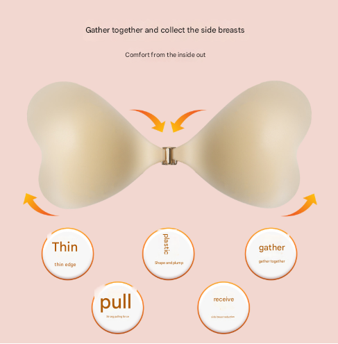 2 Pairs Of Heart Shaped Silicone Breast Stickers Invisible Push Up Bra Size M Cup Brown Skin Colour Bras