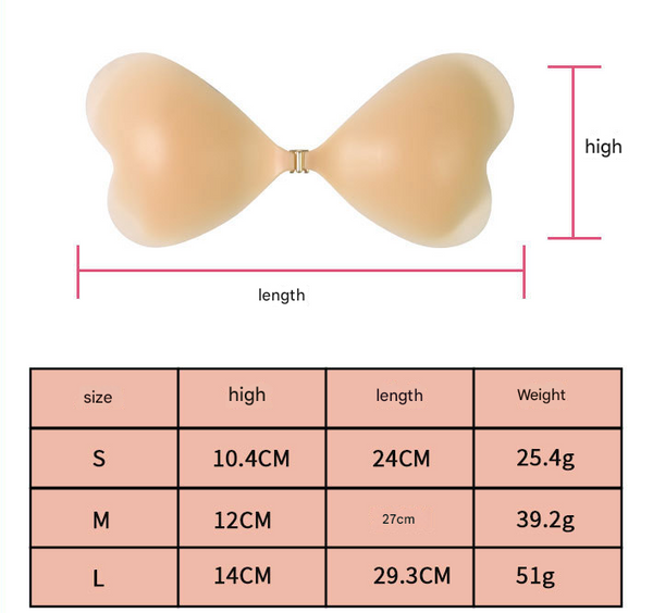 2 Pairs Of Heart Shaped Silicone Breast Stickers Invisible Push Up Bra Size M Cup Brown Skin Colour Bras