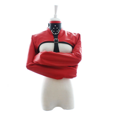 Pu Leather Straitjacket Style Arm Binder & Posture Corrector With Adjustable Straps Red Straitjackets &  Suits