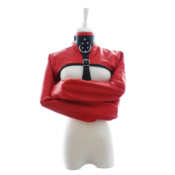 Pu Leather Straitjacket Style Arm Binder & Posture Corrector With Adjustable Straps Red Straitjackets &  Suits