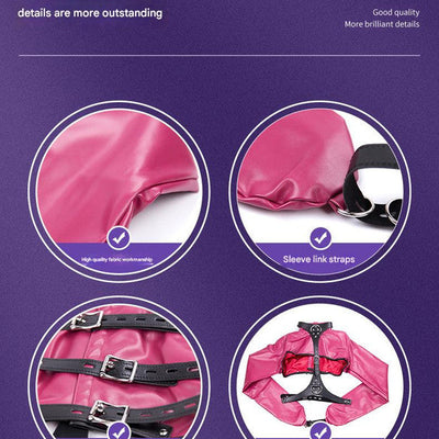 Pu Leather Straitjacket Style Arm Binder & Posture Corrector With Adjustable Straps Red Straitjackets &  Suits