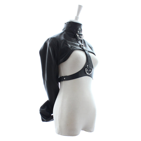 Pu Leather Straitjacket Style Arm Binder & Posture Corrector With Adjustable Straps Black Straitjackets &  Suits