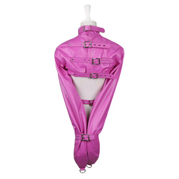 Pu Leather Straitjacket Style Arm Binder & Posture Corrector With Adjustable Straps Dark Pink Straitjackets &  Suits