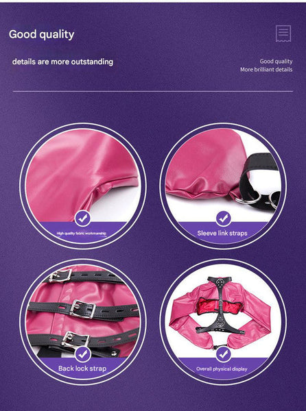 Pu Leather Straitjacket Style Arm Binder & Posture Corrector With Adjustable Straps Dark Pink Straitjackets &  Suits
