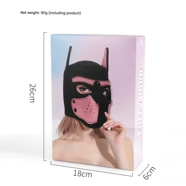 Playful Puppy Hood Mask Soft Neoprene Full Head Cosplay Sm Accessory Gray Masks