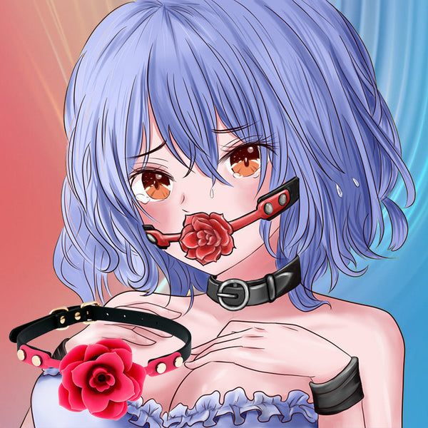 Silicone Rose Ball Gag With Adjustable Pu Leather Strap Playful Adult Novelty(Red) Gags