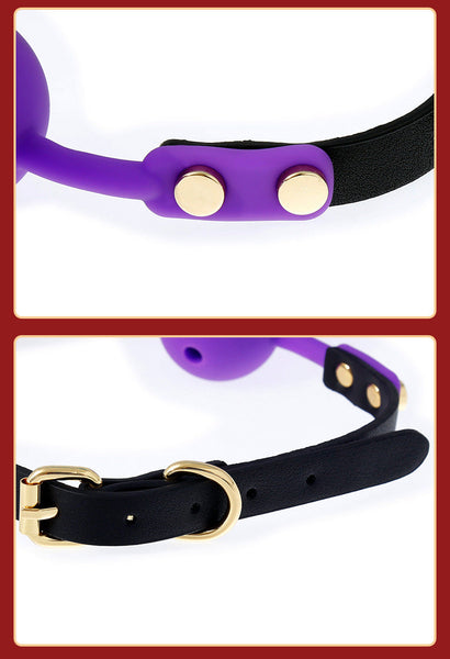 Silicone Rose Ball Gag With Adjustable Pu Leather Strap Playful Adult Novelty(Purple) Gags