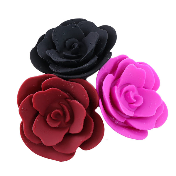 Elegant Rose Silicone Anal Plug Smooth Tapered Design For Comfortable Play(Rose Red) Non Vibrating Butt Plugs