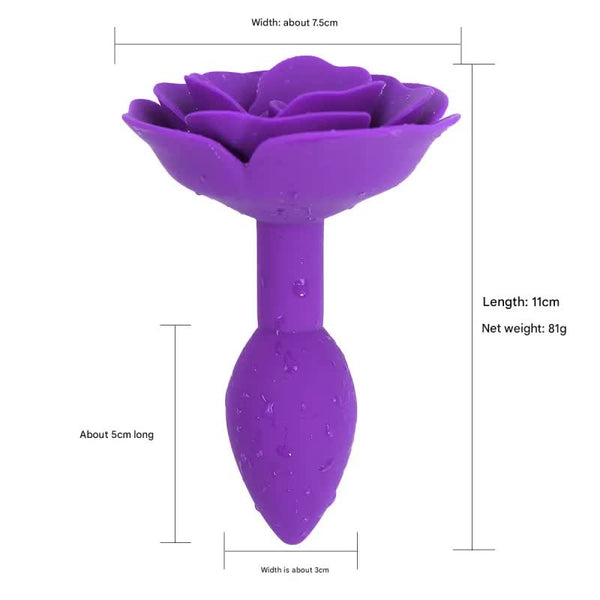 Elegant Rose Silicone Anal Plug Smooth Tapered Design For Comfortable Play(Purple) Non Vibrating Butt Plugs